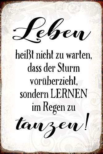 Schatzmix Blechschild Spruch Lerne im Regen zu tanzen! Metallschild 20x30 Deko tin Sign