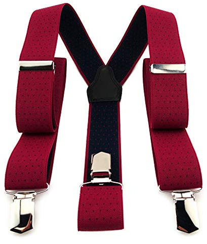 TigerTie Unisex Hosenträger in Y-Form mit 3 extra starken Clips - Farbe in gepunktet - hochwertige Verarbeitung - Breite 35 mm
