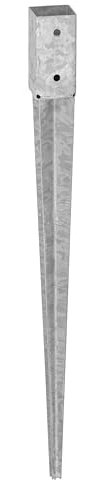 ADGO Post Support 50 x 50 x 600 mm Recinzione Post Spike zincato a caldo Drive-in Manicotto di supporto per pavimento Drive-in Manicotto di ancoraggio in acciaio argento