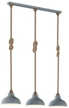 Lindby Ceiling Light 'Chaby' Dimmable Vintage Silver Metal Pendant 3 Light Sources E27 Living Room Dining Room 111 cm (L) x 29 cm (W)