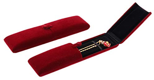 iSuperb Premium Flanell Halskette Valentinstag Geschenkbox Schmuck Vitrine Langkettige Necklace Box Aufbewahrungsarmband/Fußkettchen für Mädchen und Frauen, 22x5,6x3cm