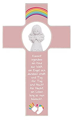 Fritz Cox Engelkreuz 'Kommt irgendwo ein Kind zur Welt' Tonengel Rosa