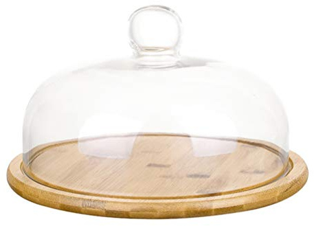 Cabilock Alzata per torte in vetro con coperchio a cupola, espositore per alimenti, 21 x 21 x 14,7 cm