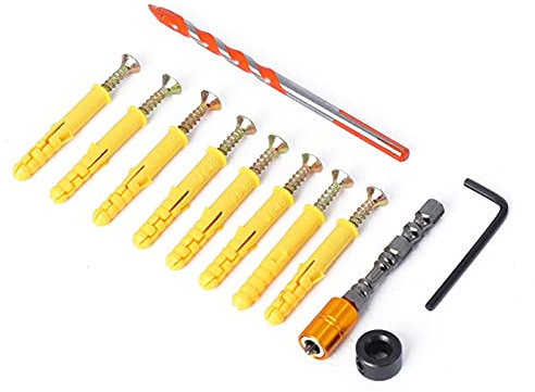 BOROCO Stainless Steel Self Tapping Screws,12pcs Wall Hole Hanging Set Plastic Expansion Wall Plug Screw Triangle Drill Bit Limit Ring Hole Opener Combination Kit