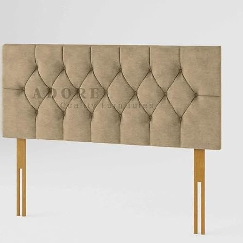 Adore Living Chesterfield Padded Lined Divan Bed Headboard | Plush Velvet Headboards for 4ft6 Double Bed Frame | Elegant design wooden material headboards for beds (Coffee, 4ft6 Double Height-20inch)