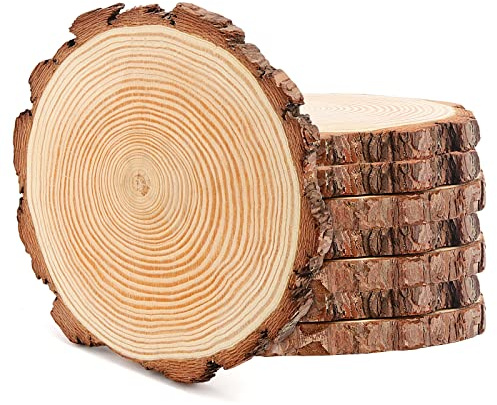 MANCHAP 6 piezas de rodajas de madera de 18 a 20 cm, discos de madera redondos sin terminar para manualidades, pintura, proyectos de bricolaje