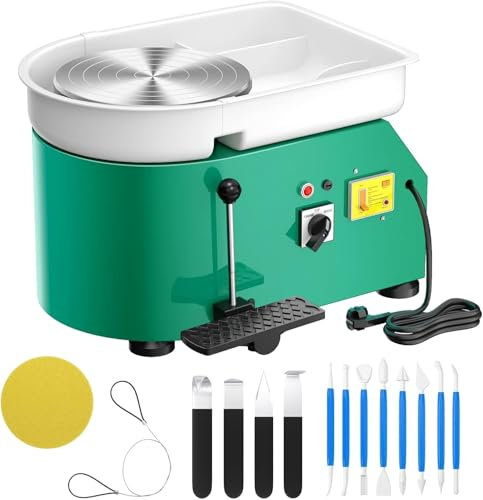VAYOTOY Elektrische Töpferscheibe Maschine 25CM 350W Keramik Clay Maschine Professionelle Töpferscheibe Formmaschine mit Töpferwerkzeugen für Erwachsene, Töpferanfänger, Töpferstudio