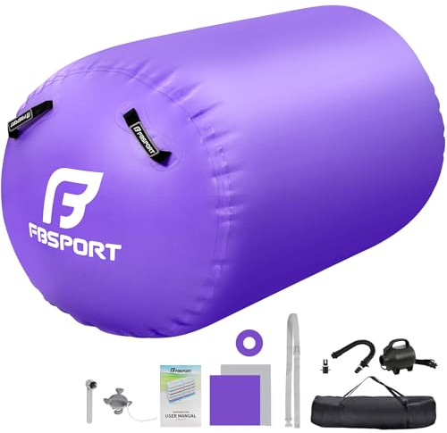FBSPORT Aufblasbare Air Roll, 100/120cm Aufblasbare Luft Rollen, Yoga Gymnastik Zylinder, Gymnastikmatte, Gym Air Barrel, Air Tumbling Track, Sportmatte für zuhause mit Tragetasche, Outdoor, Fitness