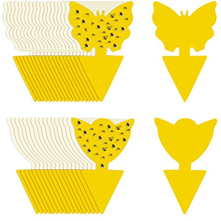 KEWUZY 60 x Gelbsticker Trauermücken, Fliegenfalle, Gelbtafeln Fruchtfliegenfalle klebefalle Insektenfalle für die Zimmerpflanzen Schädlingsbekämpfung