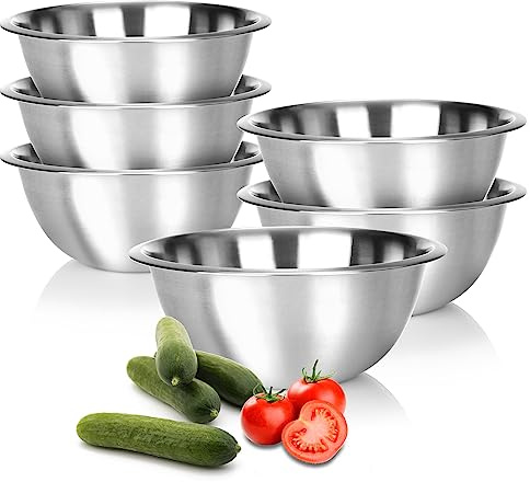 com-four® 6x Rührschüssel aus Edelstahl, Küchenschüssel | multifunktionale Metallschüssel - praktische Schale zum Servieren und Anrichten