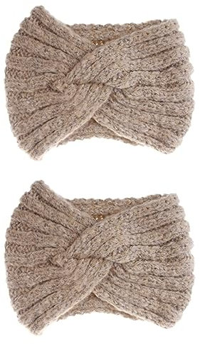 minkissy 2pcs Knitted Woolen Yarn Headband Ladies Hair Band Fashion Headwrap Sugar Warm Hair Wraps