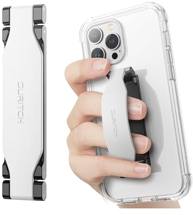 SURITCH Phone Grip Strap Finger Loop Holder for Back of Phone, 2-in-1 Soft Silicone Gripper Kickstand for iPhone Samsung and Most Cell Phone Cases, 3.94 White