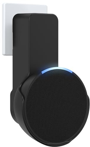 Maxonar Soporte de Pared Ech0 Pop,Soporte Que Ahorra Espacio para el Soporte de la Toma Ech0 Pop,Gestión de Cables Integrada,Sin Necesidad de Taladrar,Adecuado para Salón,Dormitorio,Baño,Negro