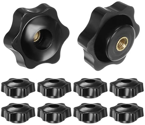 QUARKZMAN 10 Stück Sterngriffmutter M6 Flügelmuttern mit Gewinde, Rändelmutter Handgriff Durchgangsloch Klemmmutter 38mm Spannknopf für Werkzeugmaschinen Anlagen Fitnessgeräte, Schwarz