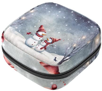 YTYVAGT Sacchetto di immagazzinaggio del tovagliolo sanitario,Borsa mestruale,Sacchetto del cuscinetto,Fiocchi di neve di Natale,Sacchetto del periodo