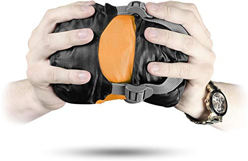 normani Ultralight Schlafsack Runty KOMPAKTE GRÖßE! 3D Mikrofaser Microtech Füllung, wasserdichter Sommerschlafsack Mango 210 cm x 75 cm x 60 cm (Links)