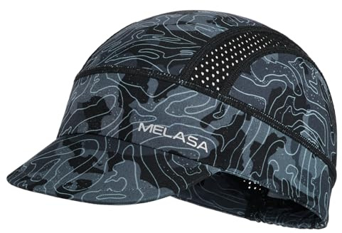 MELASA Fahrrad Cap, Kühlende Skull Cap Unterhelmmütze mit Sonnenblende | Feuchtigkeitsableitende Fahrradkappe, Atmungsaktives Mesh, UV-Schutz, ultra-leicht, Kühlend für Radfahren Motorrad Laufen