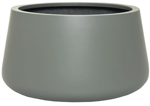 VIVANNO Pflanzkübel Fiberglas Gordo 21x32 cm - Blumentopf Rund Grau Außen | Frostsicherer Pflanzentopf in Zementgrau - Bauchiges Pflanzgefäß für Garten & Innen - Wetterfestes Fiberglas - 13 l Volumen