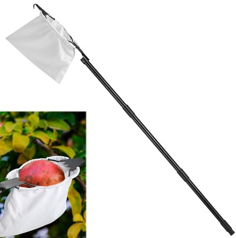 DwelSpire Obstpflücker mit Korb, 66–424,2 cm, verstellbarer langer Griff, großer elastischer Beutel, Obstpflücker-Werkzeuge mit gezackten Klingen, Ausrüstung, Baumpflücker für Äpfel, Mango, Birne,