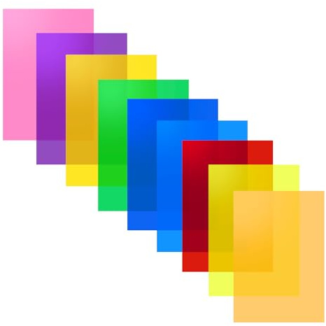 Lot de 9 superpositions colorées pour la dyslexie 0,3 mm ultra fines pour la lecture des aides à la dyslexie durables pour les enfants, le TDAH, et pour réduire le stress visuel