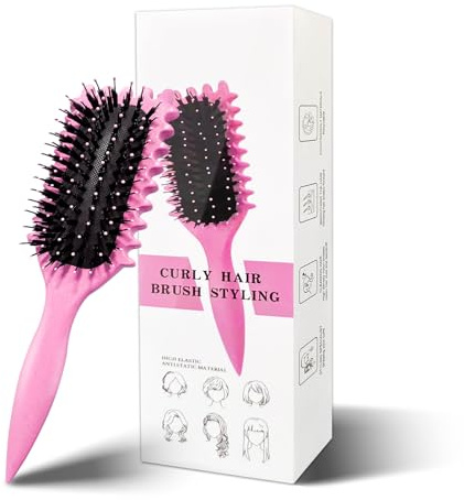 Lockenbürste, Curl Define Stylingbürste zum Entwirren für Frauen (Rosa)