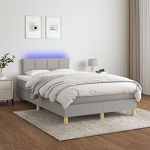 Buzaza Boxspringbett mit Matratze & LED Bett Mit Matratze Polsterbett Boxspringbett Mit Bettkasten Hellgrau 120x200 cm Stoff - 3133701