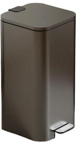 BGFYUSF Pattumiere Pattumiera a Pedale Quadrata con Coperchio， Pattumiera in Acciaio Inox con Chiusura Ammortizzata e Rivestimento Interno， Pattumiera a Pedale da，Black-10L