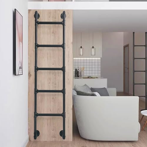 Innen-Etagenbettleiter, 2-stöckige Dachboden-Sicherheits-Seitenaufstiegsleiter, Industrielle Notausstiegsleiter aus Schmiedeeisen für Zuhause Fenster Balkon Feuerleiter mit Bausatz(190cm/75in)