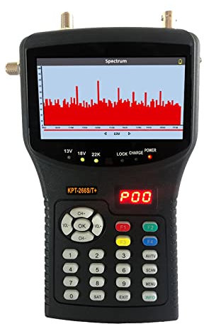 Buscador de satélite, medidor de señal, KPT-266ST+ plus AHD DVB-S2 T2 -C Medidor de buscador de satélite HD Receptor de TV por satélite Análisis de espectro KPT-717ST para ajustar la antena parabólica
