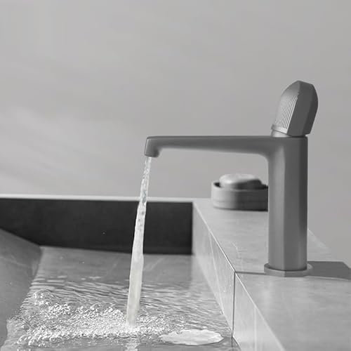 CZAOERXB Unterbauwaschbecken Waschbecken Wasserhahn Badezimmer Toilette Waschbecken Heiß- und Kaltwasserhahn Weiß, Gun Grey
