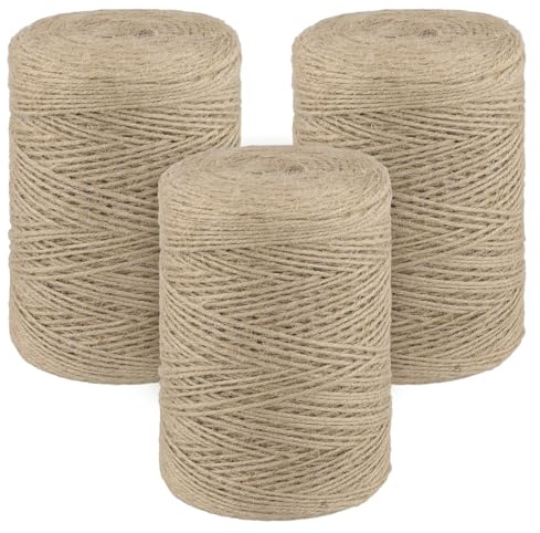CHUENKUK 3er Set Juteschnur 2mm x 500m - Jutegarn Kordel Juteband Bastelschnur Paketschnur für Garten Basteln DIY Deko