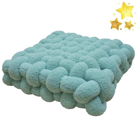 PromCaeruyn Kuschelkissen Bodenkissen Quadratisches Knotenkissen Dekokissen für Büro Wohnzimmer Schlafzimmer Wohnheim Auto Knoten Handgemachtes Kissen Hauszubehör(Blue,40 * 40 * 12cm)