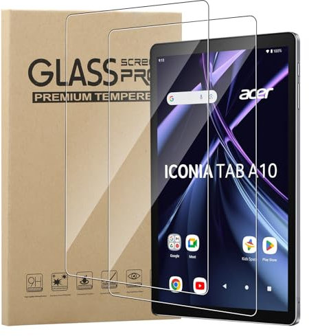 MEMELOKA Pellicola Protettiva per Acer Iconia Tab A10 10.1 Pollici, 2 Pezzi Alta Trasparente AntiGraffio 9H Vetro Temperato per Acer Iconia Tab A10, Alta Definizione e Senza Bolle