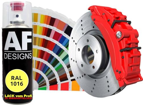 Alex Flittner Designs Spraydose RAL1016 SCHWEFELGELB | Hochwertiger 2K - Bremssattellack: Der Alex Flittner Designs 2K Bremssattellack bietet eine langlebige, widerstandsfähige