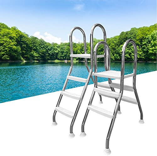 Échelle de Piscine Hors Sol en Acier Inoxydable 304 avec Marches Antidérapantes, Escaliers pour Piscine Intérieur/Extérieur de 2 Étapes