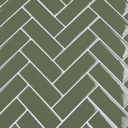 VaryPaper Azulejos Adhesivos Cocina Chevron Verde Oliva 40cmx200cm 3D Baldosas Adhesivas Pared Baño Pegatinas pared Decorativas Adhesivo pared Cocina Lavable Autocolantes Azulejos Chimenea Garaje