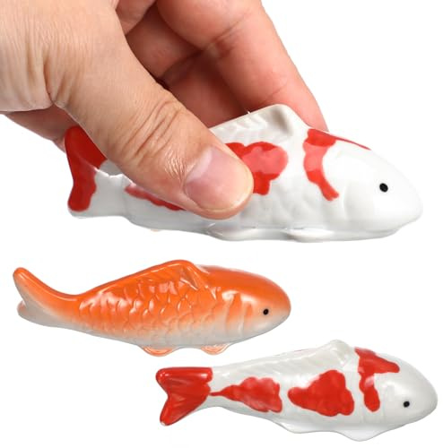 JOINPAYA 2 Stück Dekorative Fischfigur Goldfish aus Keramik Schwimmender Porzellanfisch mit Langlebigem Design als Zierfische im Aquarium und Teich Dekoration Zufälliger Stil