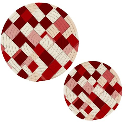 Bianco Rosso Presine Piatto di Cotone Mat Set Resistente al Calore Panno Presine per Pentole Accessori per la Casa 2 pz