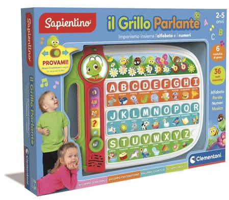 Clementoni Sapientino - Il Grillo Parlante, Gioco Educativo Bambini 2-5 Anni, 36 Tasti Interattivi, 6 Modalità di Gioco, Impara Alfabeto, Parole, Numeri e Musica, Made in Italy, Lingua Italiana, 16801