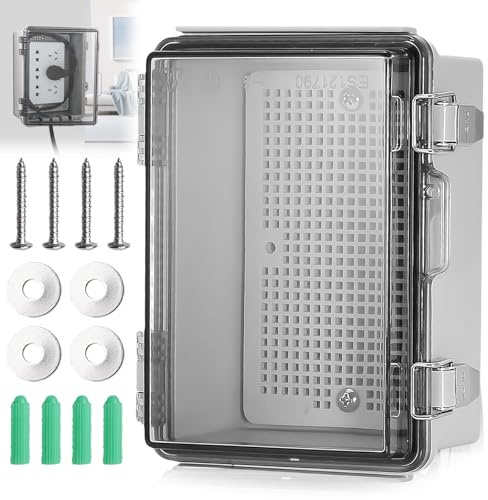 Verteilerkasten Aufputz, Wasserdichter Verteilerkasten IP66, Anschlussdose, Abzweigdose Wasserdicht, Industriegehäuse Schaltkasten, Schaltschrank mit Schloss & Montagezubehör (290x190x140mm)