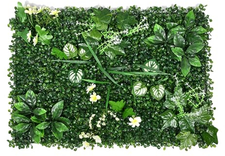 Paneles de seto de boj Artificial, Fondo de Pared Verde, Cerca de privacidad para jardín, para decoración de Interiores y Exteriores (n.° 1, 60 x 40 cm/23,6 x 15,7 Pulgadas)