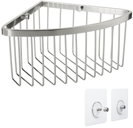 TATAY Mensola Bagno senza Foratura Angolare | Sistema di Fissaggio Incluso (Quick Fix) | Resiste fino a 5 kg | Alluminio 100% Inossidabile | Cestello Doccia Organizer – 20 x 11,5 x 20 cm – Cromato | Mensola per doccia da bagno, 20 x 11,5 x 20 cm, senza fori, rettangolare, sistema di fissaggio (Quick Fix), cromato