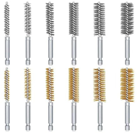 Lot de 12 brosse metallique pour perceuse,Hex 1/4″,Diamètre 8 à 19 mm | Brosse métallique perceuse polissage, ponçage, dérouillage