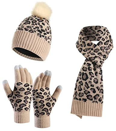 Mütze Schal Handschuhe Set Herren Damen Kuschelig Flauschige Und Warme Wintermütze Touchscreen Strickmütze Mit Fleece Gefütterte Alpaka Geschenkset Frauen Winter Beheizte Rundschal Männergeschenke