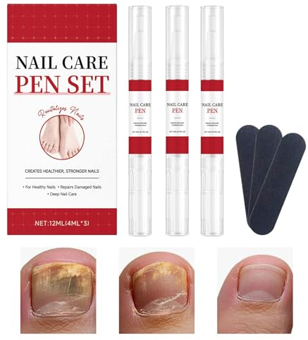 Nagelhärdare och tillväxt - 3 stycken stärkande och reparerande nagelpenna | Näringsrik fotlösning | för spa manikyr manikyr pedikyr vuxna dam