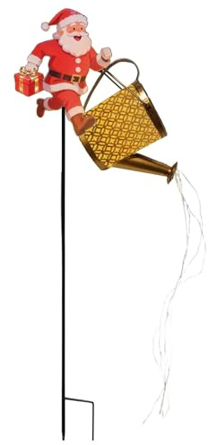 Regadera solar – Regadera festiva impermeable de Papá Noel, luces decorativas alimentadas por energía solar para jardín, patio, porche, paisaje, pasarela, vacaciones y exhibición de suelo al aire