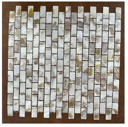 Mosaiksteine Muschelmosaikfliesen, weiße Perlmuttfliesen, Wand- und Badezimmerfliesen, Blatt(Oil Yellow)