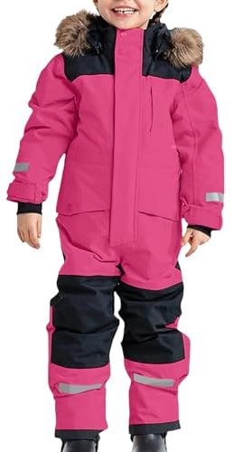 Mono de Nieve para Niños, Traje de Esquí Cálido de Una Pieza para Niños y Niñas, Traje de Nieve Impermeable para Invierno, Cálido, Transpirable, con Capucha, con Cremallera, 2-15 Años (12-13 Years)