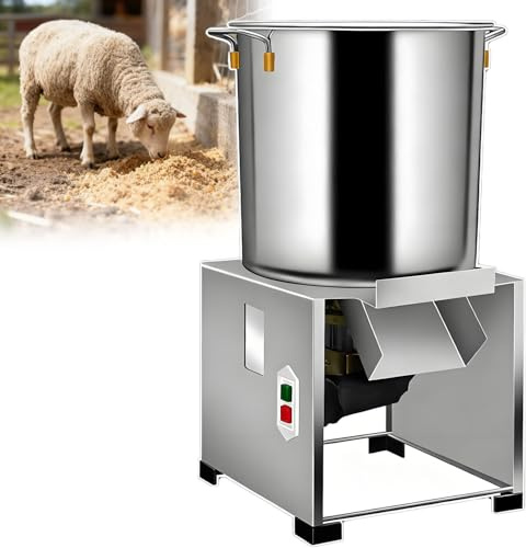 GLBMXDD Picadora de Verduras eléctrica Comercial, procesador de Alimentos Comercial, Puerto de alimentación Grande, Rendimiento de 50 a 120 kg/h,para procesamiento de alimento para Aves. 220V-1200W