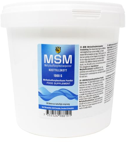 MSM Pulver 1000 g – 100% rent metylsulfonylmetan – Premiumkvalitet – För leder, hud, hår & naglar – Utan tillsatser – Tillverkat i Sverige